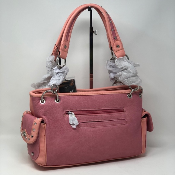 Montana West Pink Embroidery Satchel - Picture 2 of 5